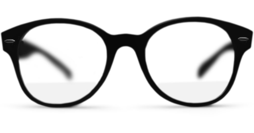 Looking through glasses at a fuzzy background