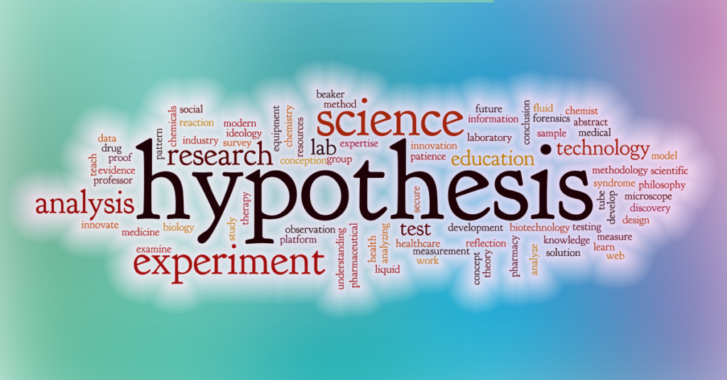 A hypothesis testing word cloud.